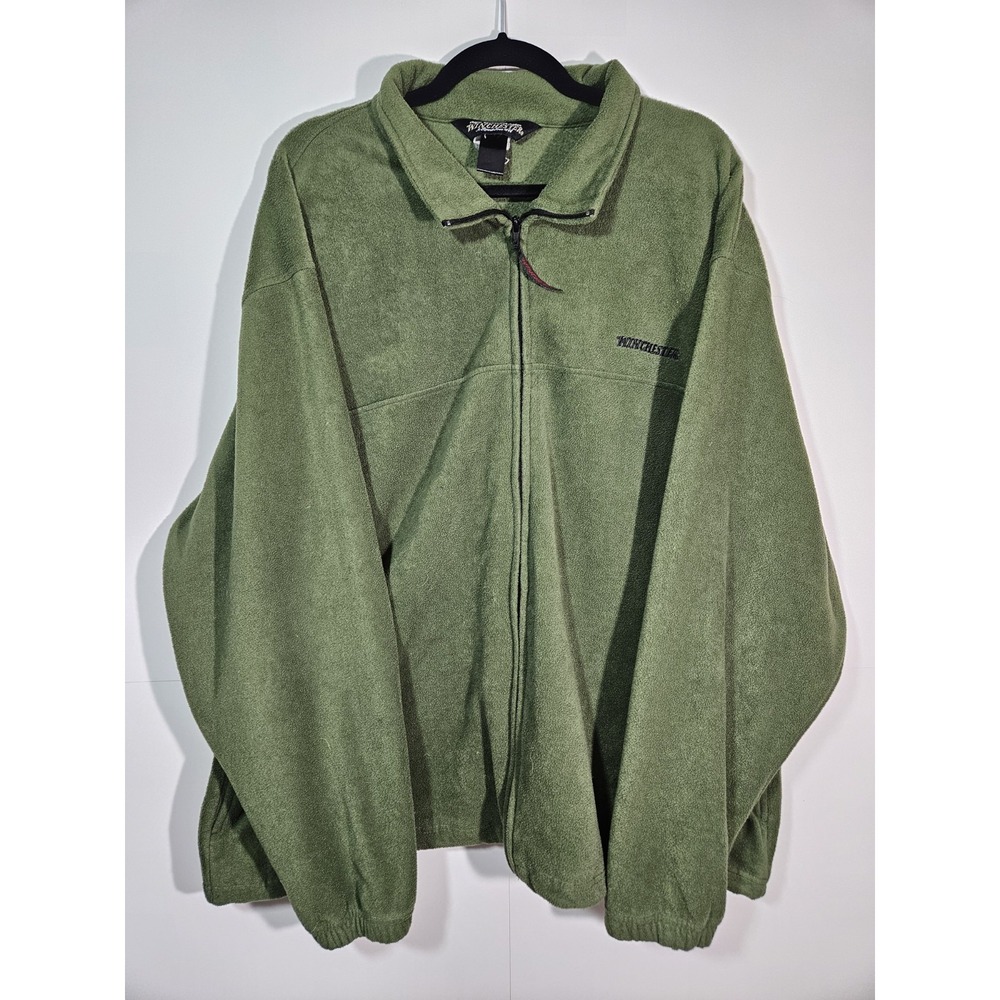 Winchester 2XL Sportsman Outdoors Fleece Jacket Men's Green Full Zip Logo Coat